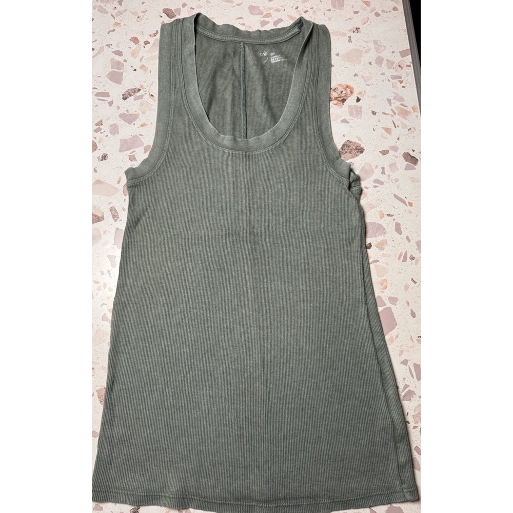 Aerie Olive Green Ribbed Tank Top Small Sleeveless Basic Fitted